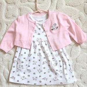 Baby girl bunny dress and sweater Sz 9 months